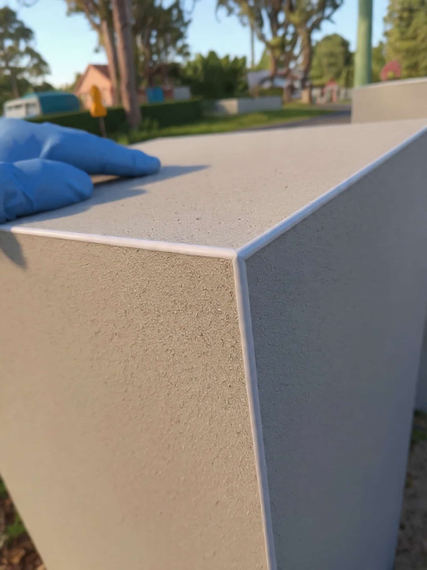 Cement rendered wall close-up — sharp finished corner detail